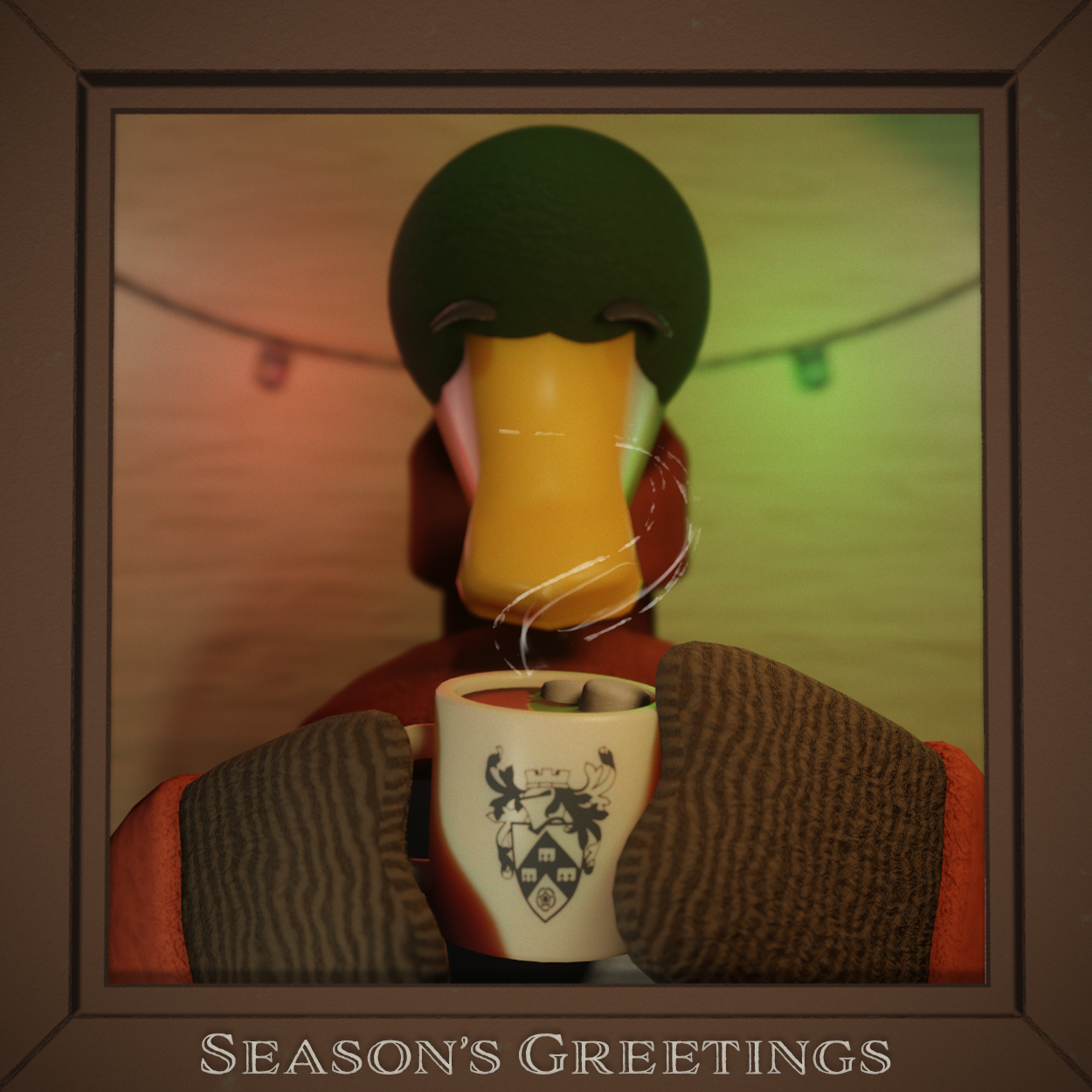 Holiday greeting card rendered in Blender