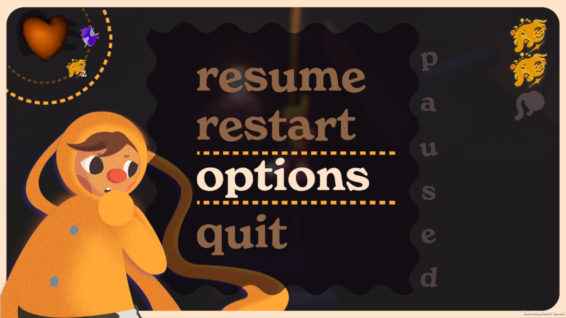 Screenshot of the pause menu from bound