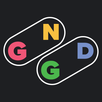 Dark version of the Great Northern Games Discord logo - the letters 
                                    'g', 'n', 'g', and 'd' are arranged like the face buttons of an SNES controller