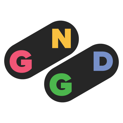 Light version of the Great Northern Games Discord logo - the letters 
                                    'g', 'n', 'g', and 'd' are arranged like the face buttons of an SNES controller