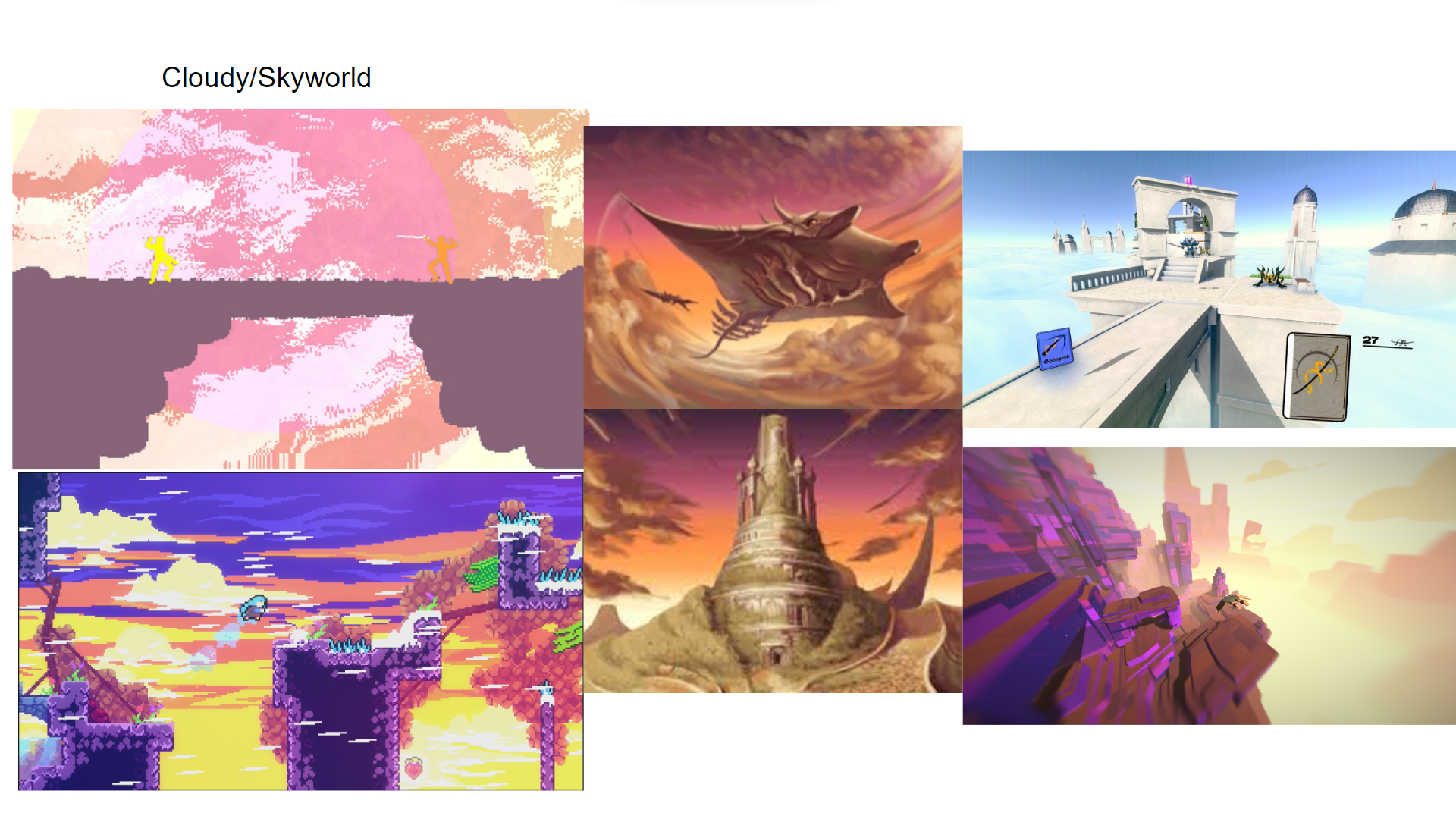 Moodboard for sky level in Rebound Rush