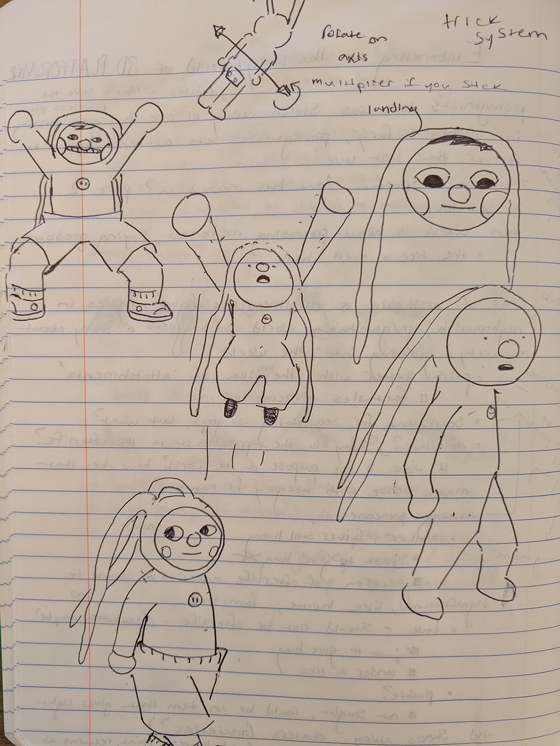 More initial sketches of bound's onesie-wearing protagonist, Inna