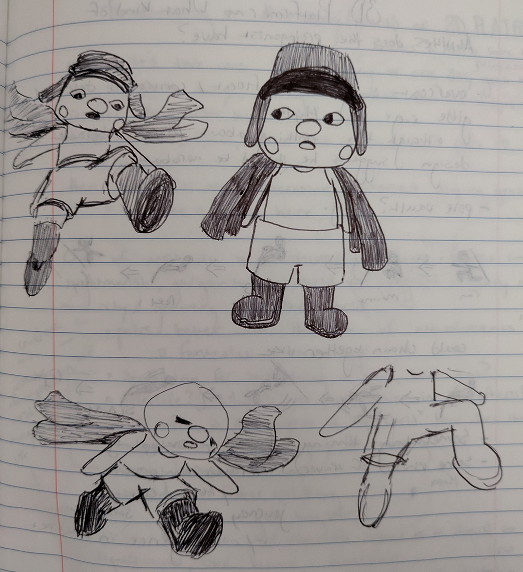Early sketches of bound's protagonist