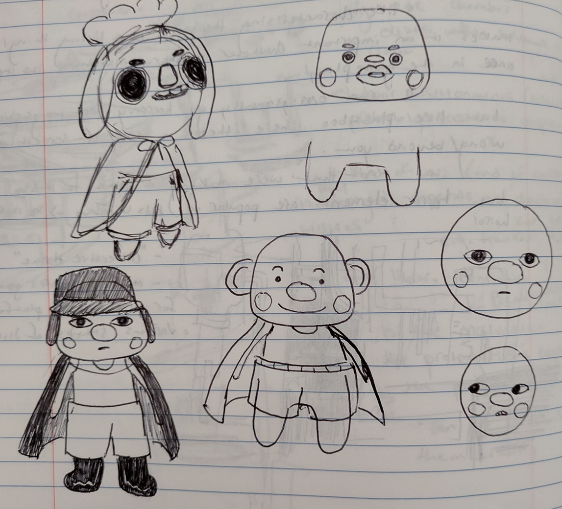 Early sketches of bound's protagonist