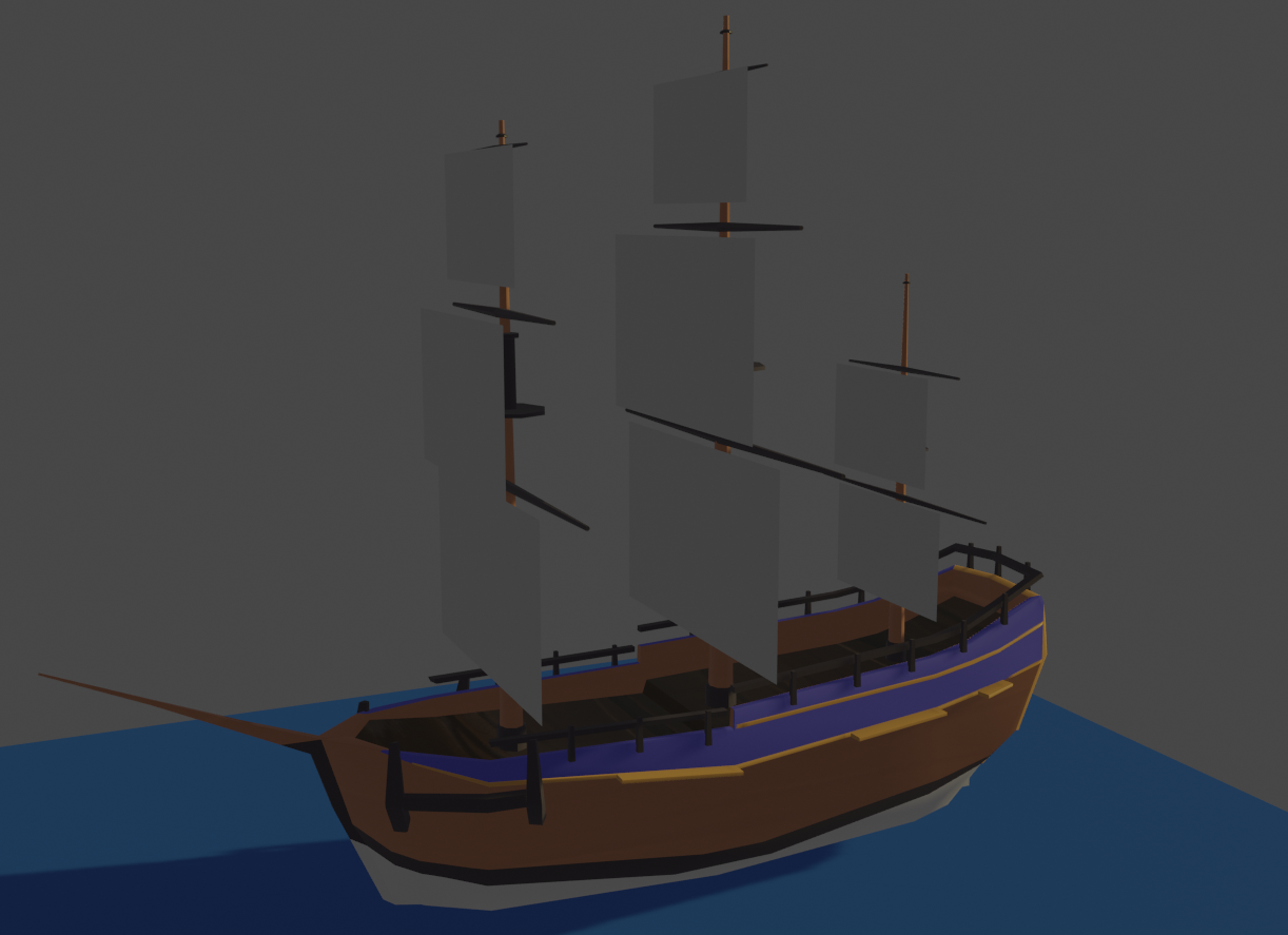 screenshot of the HMS Endeavour model from Captain Cook: Dead Reckoning in Blender