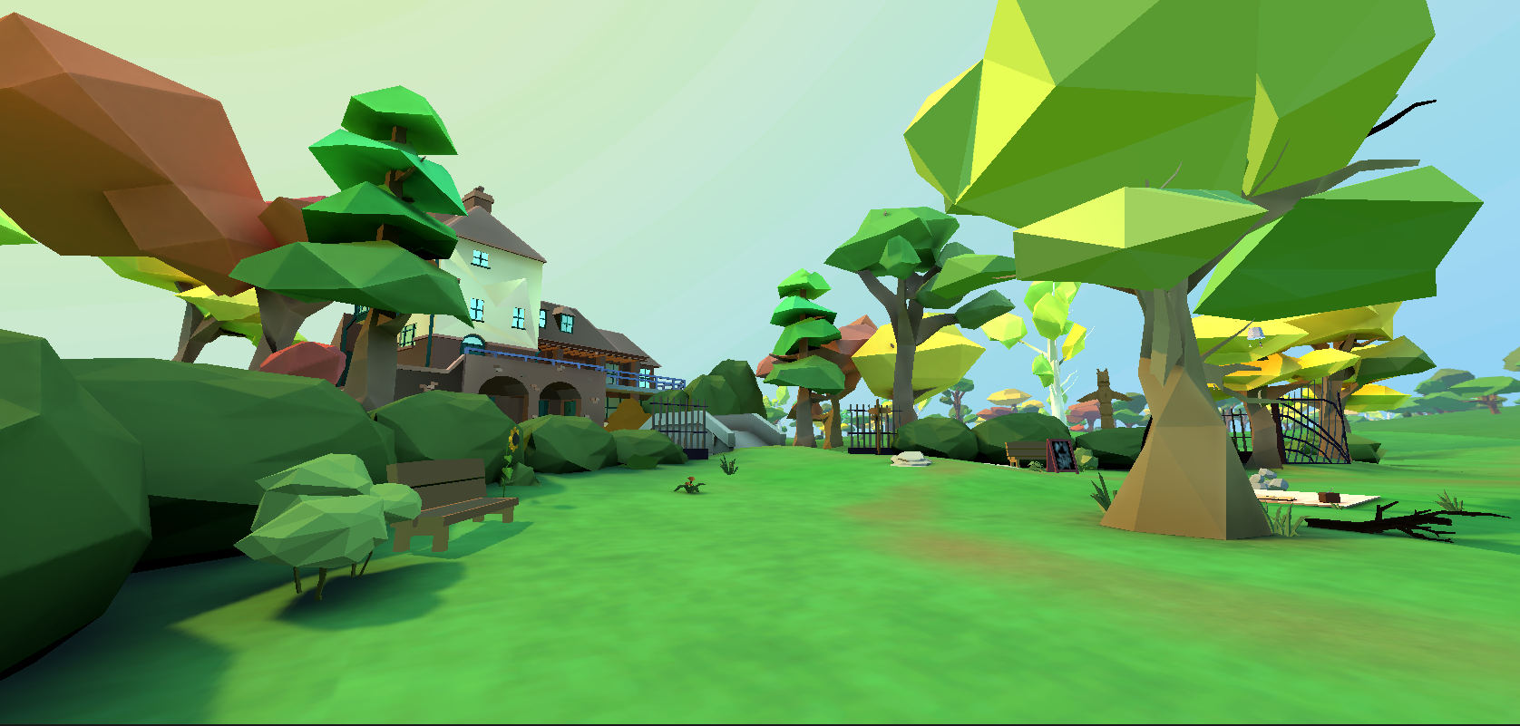 screenshot of the view from a bench in ParkVR